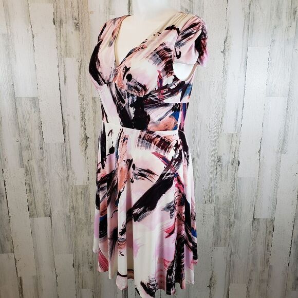 DKNY Abstract Brush Stroke Dress Sz 14 - Picture 4 of 7
